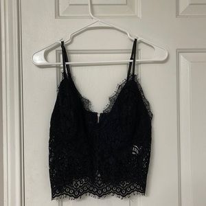 Black lace crop top